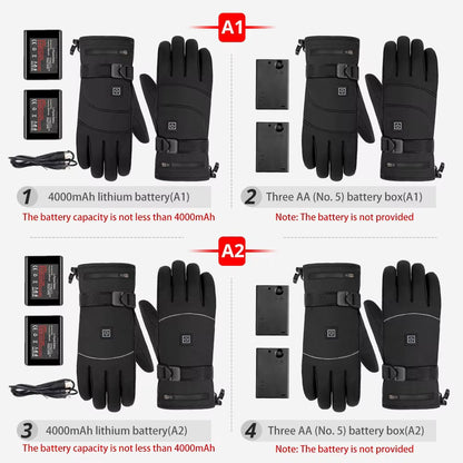 Motorcycle Heated Gloves Winter Warm Heated Gloves Skiing Snowboarding Waterproof Touch Screen Motorcyclist Heated Gloves